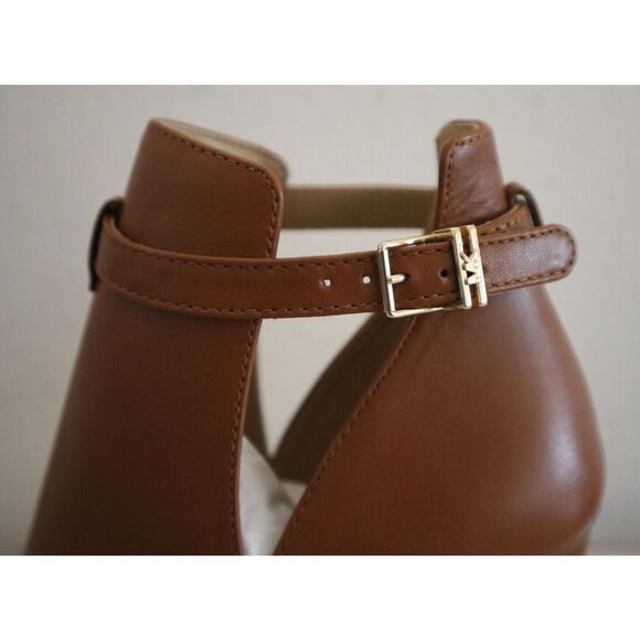 Michael Kors Women's Sz 7M Brown Lawson Open Toe Leather Stiletto Booties - Picture 9 of 12